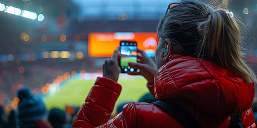 woman-taking-picture-in-stadium-of-field